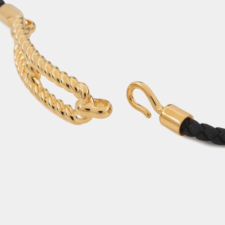 مملوكة مسبقًا Hermes Luli Godronne Double Tour Bracelet Black Swift Leather