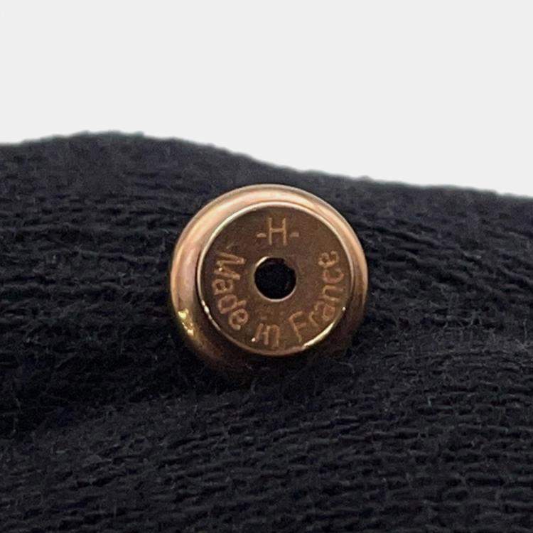 Pre Owned Hermes Cheval Grand Palade Earrings Pink Gold Metal Lacquer