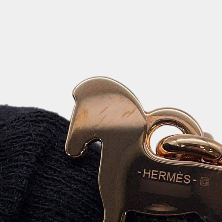 Pre Owned Hermes Cheval Grand Palade Earrings Pink Gold Metal Lacquer