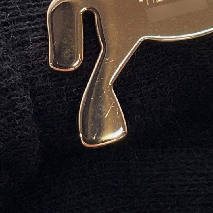 Pre Owned Hermes Cheval Grand Palade Earrings Pink Gold Metal Lacquer