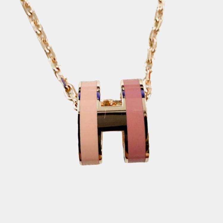 مملوكة مسبقًا Hermes Pop Ash Necklace Rocabar Size Mini Beauty Lacquer Gold Plated