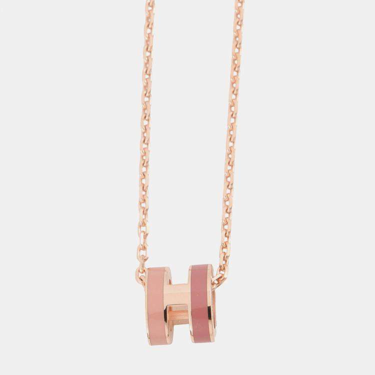 مملوكة مسبقًا Hermes Pop Ash Necklace Rocabar Size Mini Beauty Lacquer Gold Plated