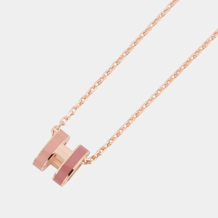 مملوكة مسبقًا Hermes Pop Ash Necklace Rocabar Size Mini Beauty Lacquer Gold Plated