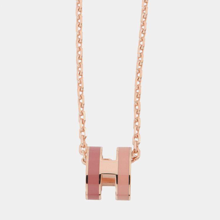 مملوكة مسبقًا Hermes Pop Ash Necklace Rocabar Size Mini Beauty Lacquer Gold Plated