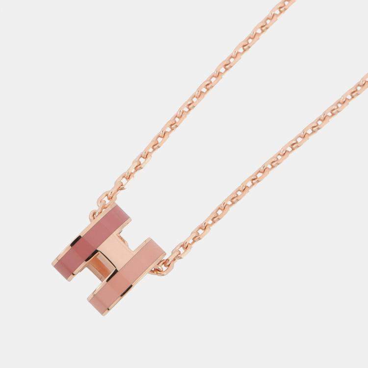 مملوكة مسبقًا Hermes Pop Ash Necklace Rocabar Size Mini Beauty Lacquer Gold Plated