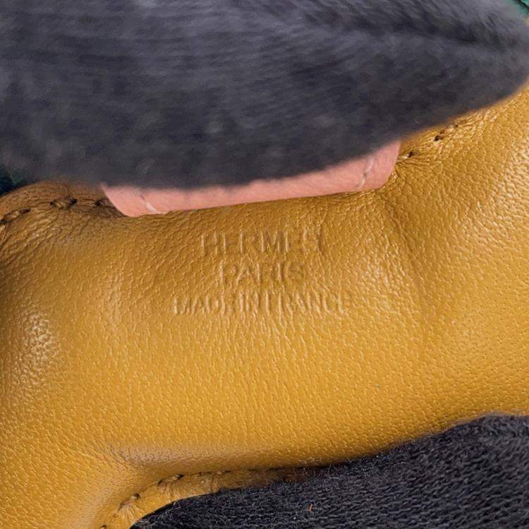 Pre Owned Hermes Rodeo Bag Charm Sesame / Rose Sakura / Malachite Lambskin Size PM