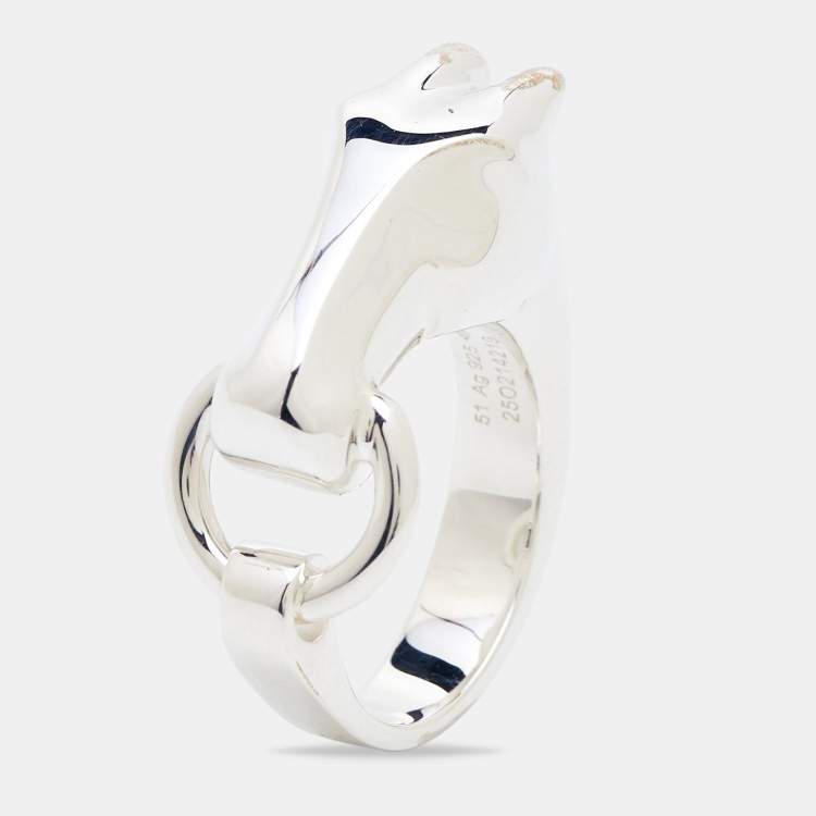 Pre Owned Hermès Galop Sterling Silver Ring Size 51