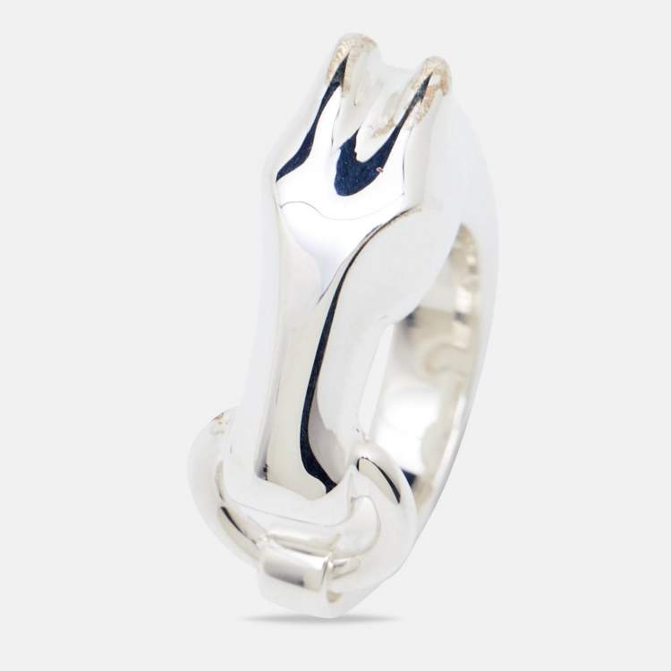 Pre Owned Hermès Galop Sterling Silver Ring Size 51