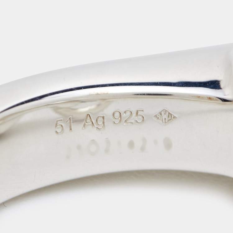 Pre Owned Hermès Galop Sterling Silver Ring Size 51