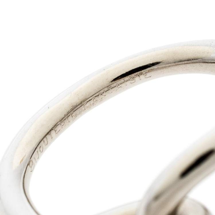 Pre Owned Hermes Palladium Plated Jumbo Hook Scarf Ring
