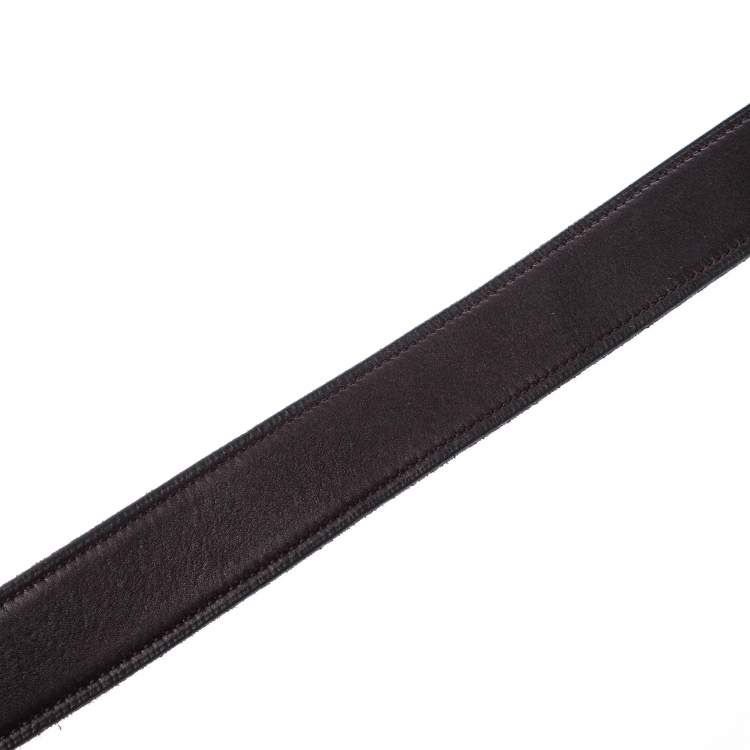 Pre Owned Hermes Dark Brown Leather O Ring Buckle Belt 115cm
