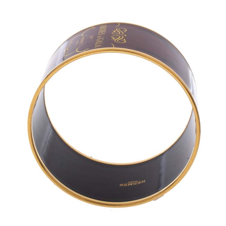 Pre Owned Hermes Brides De Gala Tattoo Printed Enamel Extra Wide Bangle Bracelet