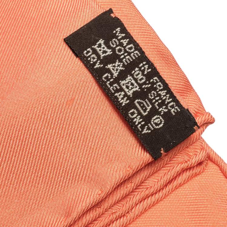 Pre Owned Hermes Coral & Beige Plumes II Print Silk Scarf