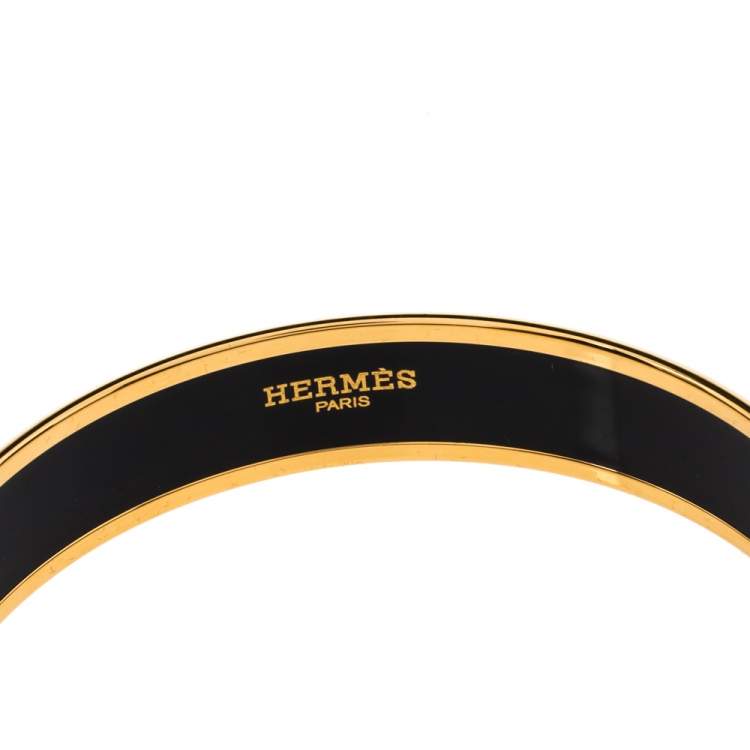 Pre Owned Hermes Caleche Red Enamel Gold Plated Bangle Bracelet