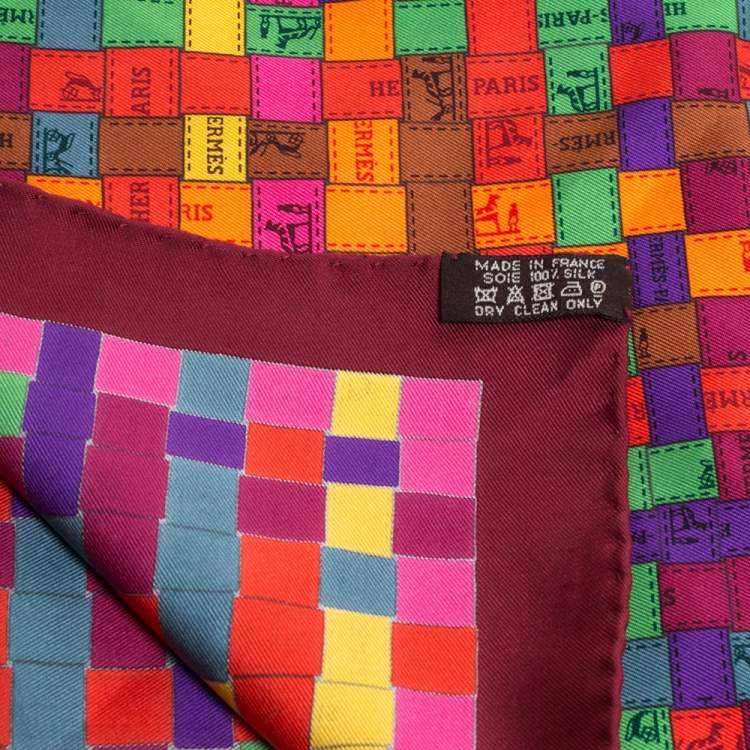 Pre Owned Hermes Multicolor Bolduc Au Carre Silk Scarf