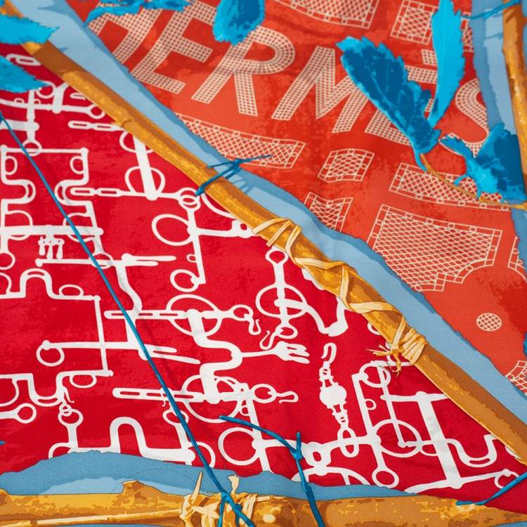 Pre Owned Hermès Blue Le Robinson Chic Silk Scarf
