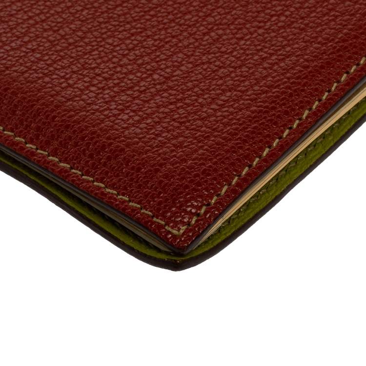Pre Owned Hermes Feu Chevre Mysore Leather Agenda Cover 