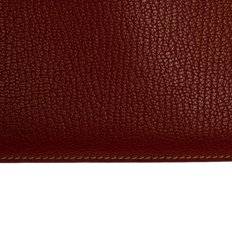 Pre Owned Hermes Feu Chevre Mysore Leather Agenda Cover 