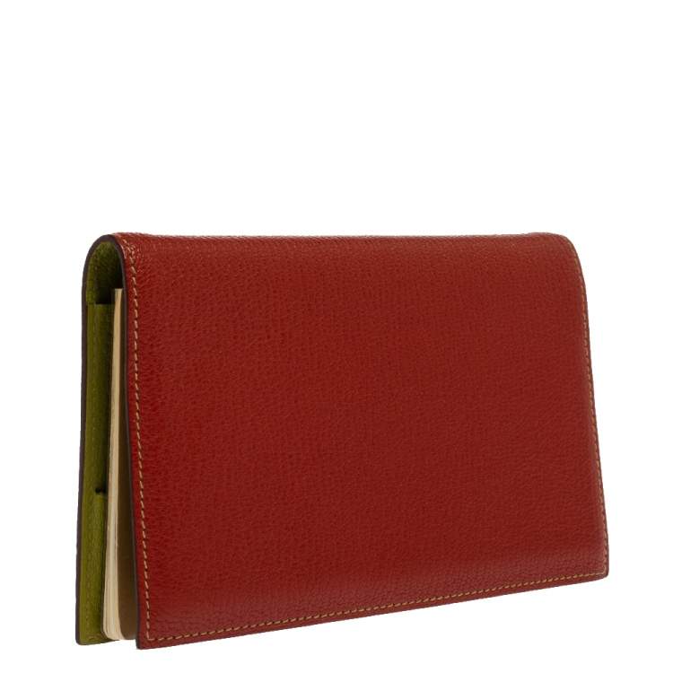 Pre Owned Hermes Feu Chevre Mysore Leather Agenda Cover 
