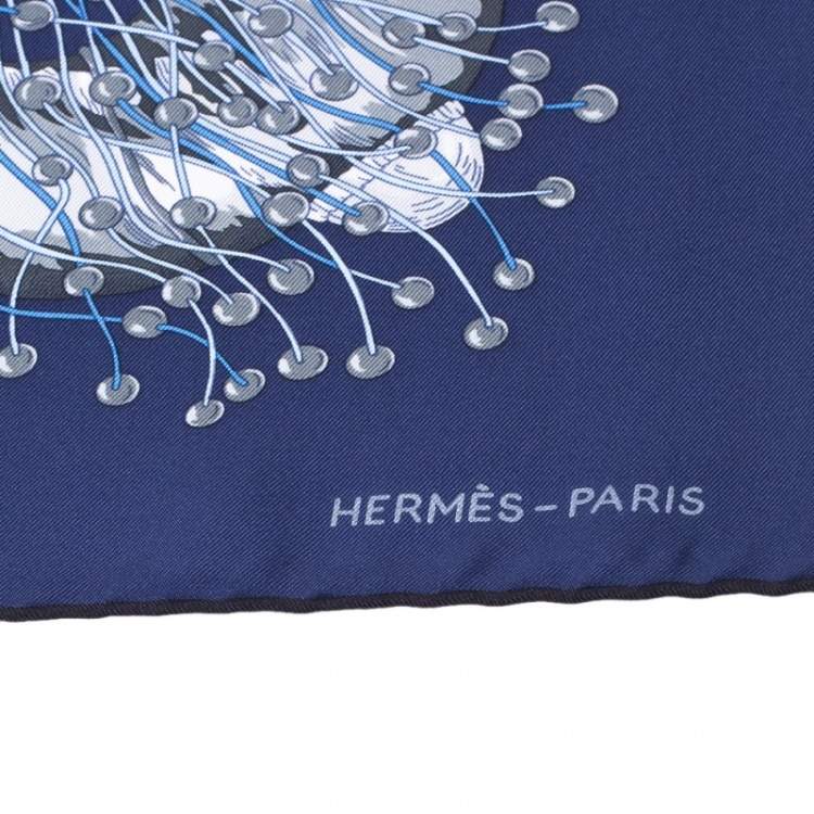 Pre Owned Hermès Dark Blue Bracelets de Lumière Silk Scarf