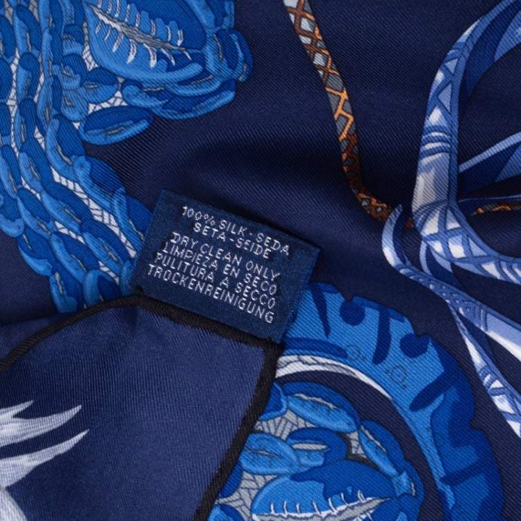 Pre Owned Hermès Dark Blue Bracelets de Lumière Silk Scarf