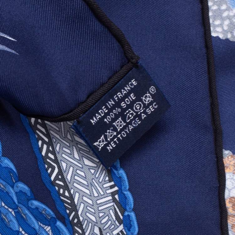 Pre Owned Hermès Dark Blue Bracelets de Lumière Silk Scarf