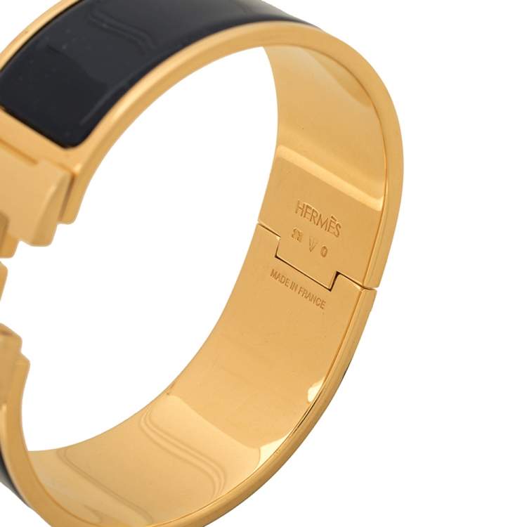 مملوكة مسبقًا Hermes Clic Clac H Blue Enamel Gold Plated Bracelet PM