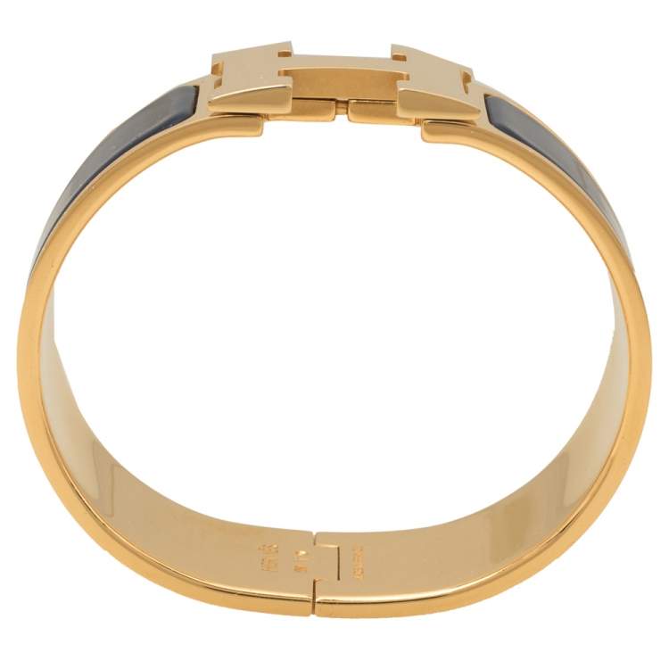 مملوكة مسبقًا Hermes Clic Clac H Blue Enamel Gold Plated Bracelet PM