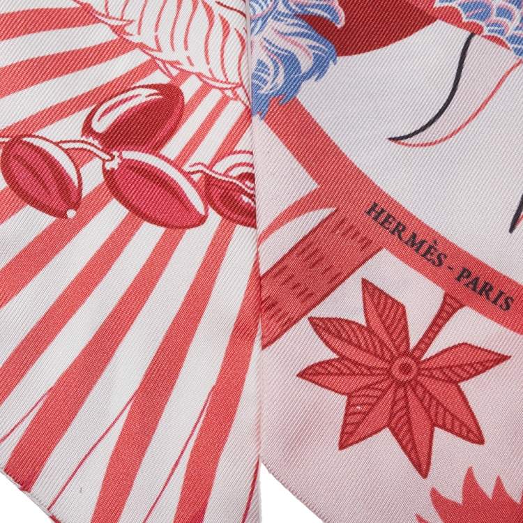 Pre Owned Hermes Pink Mythiques Phoenix Coloriage Silk Twilly Scarf