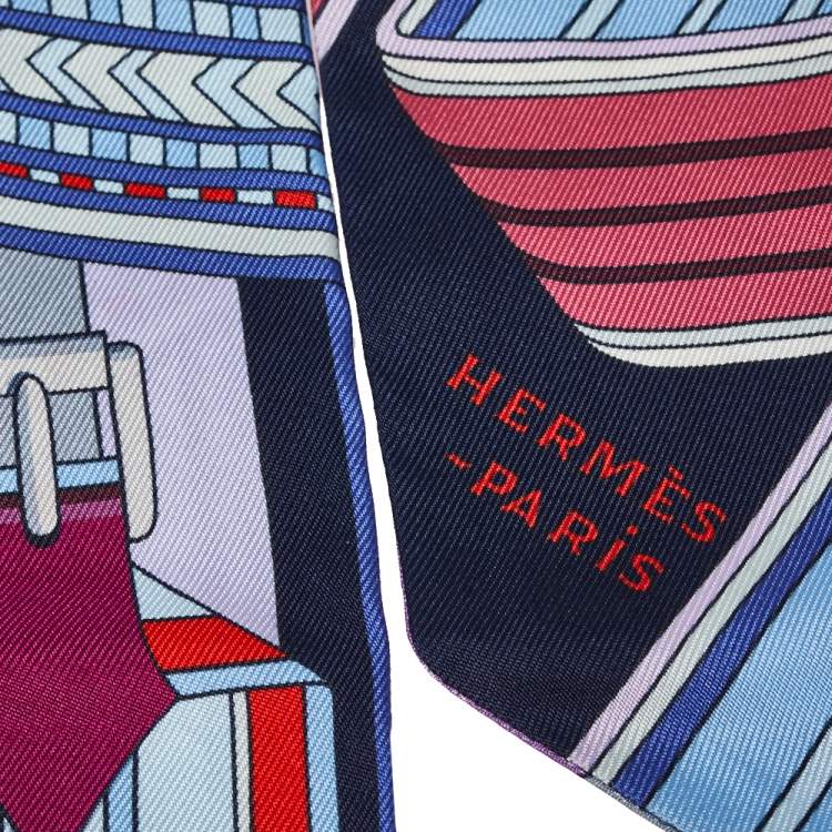 Pre Owned Hermès Blue & Purple Sangles En Zigzag Silk Twilly