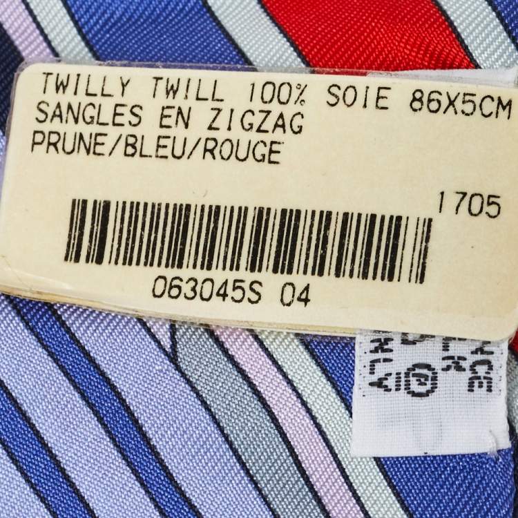 Pre Owned Hermès Blue & Purple Sangles En Zigzag Silk Twilly