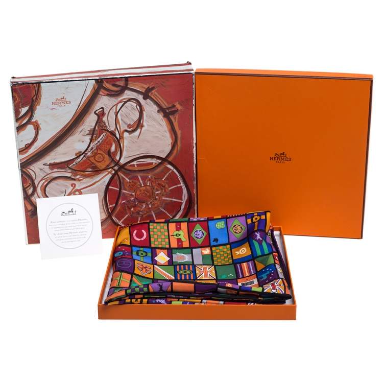 Pre Owned Hermes Multicolor en Voyage Printed Silk Square Scarf