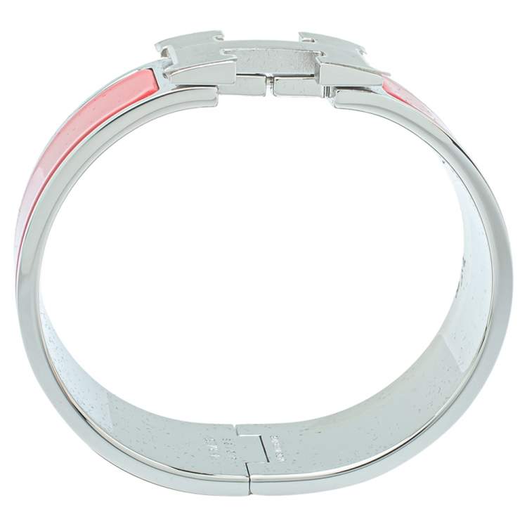 مملوكة مسبقًا Hermès Clic Clac H Red Enamel Palladium Plated Wide Bracelet PM 