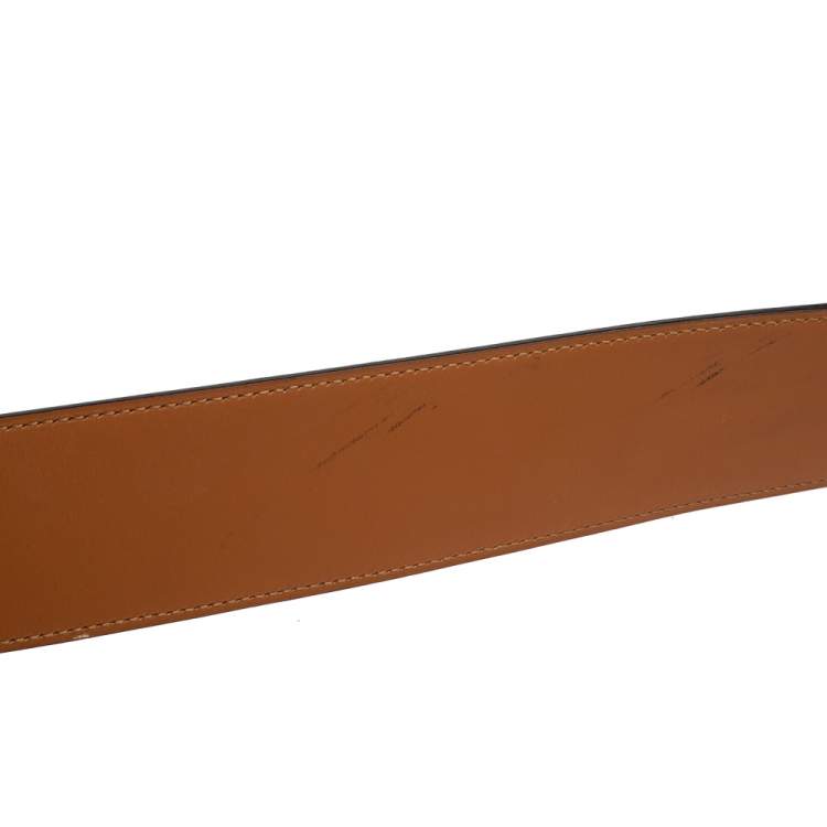 Pre Owned Hermes Anemone Epsom Leather Gold Hardware Collier de Chien Belt 85 CM