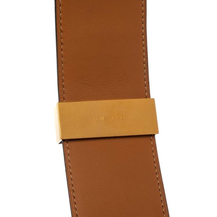 Pre Owned Hermes Anemone Epsom Leather Gold Hardware Collier de Chien Belt 85 CM