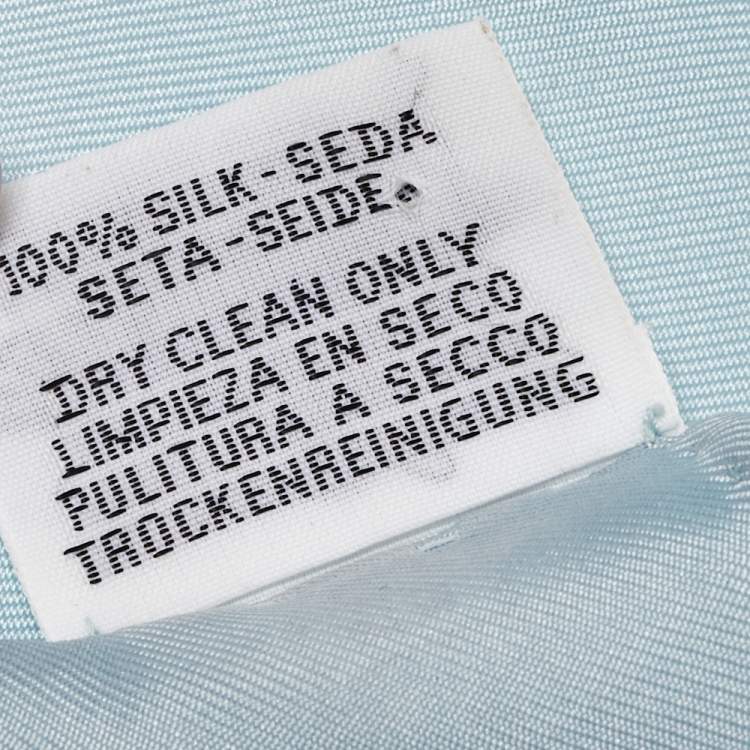 Pre Owned Hermes Blue Ex-Libris Silk Scarf