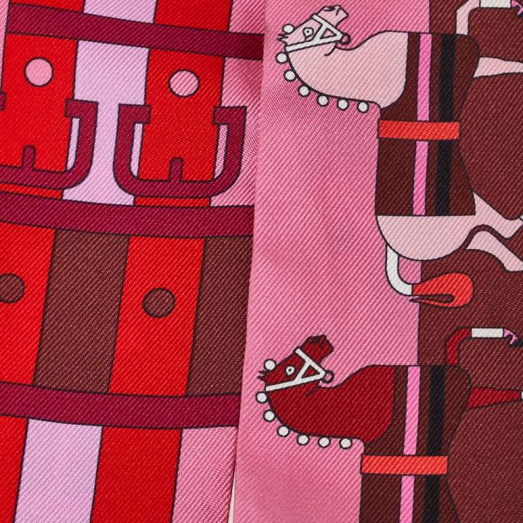 Pre Owned Hermes Pink Rocabar Silk Twilly Scarf