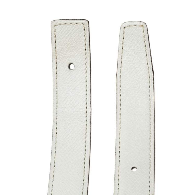 Pre Owned Hermes White/Gold Epsom and Swift Leather Reversible Belt Strap Size 95 CM