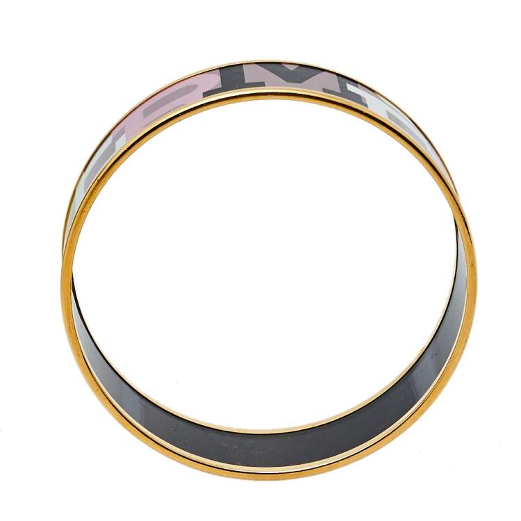 Pre Owned Hermès Multicolor Enamel Gold Plated Capitales Wide Bracelet