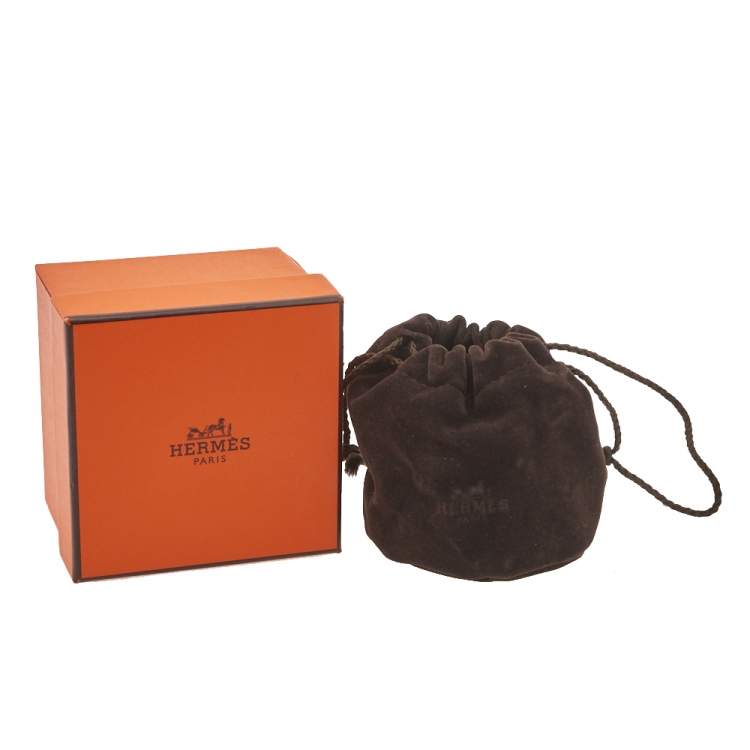 Pre Owned Hermès Clic H Blue Enamel Gold Plated Extra Wide Bracelet PM