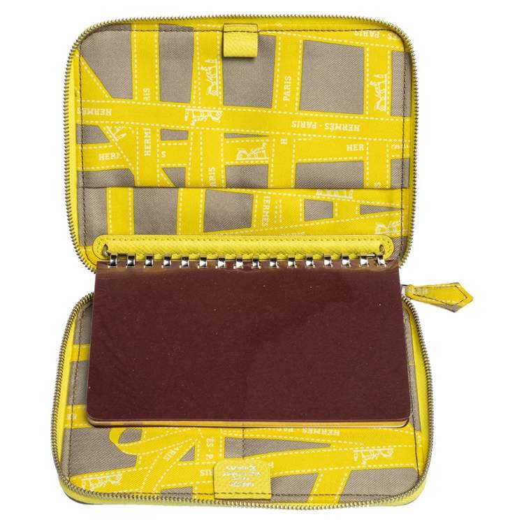 Pre Owned Hermés Lime Epsom Leather Globe Trotter Zip Agenda Cover