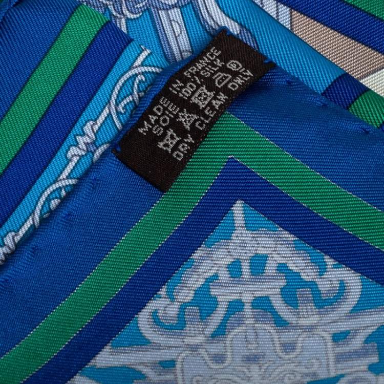 Pre Owned Hermès Blue & Green Flanerie a Versailles Silk Square Scarf