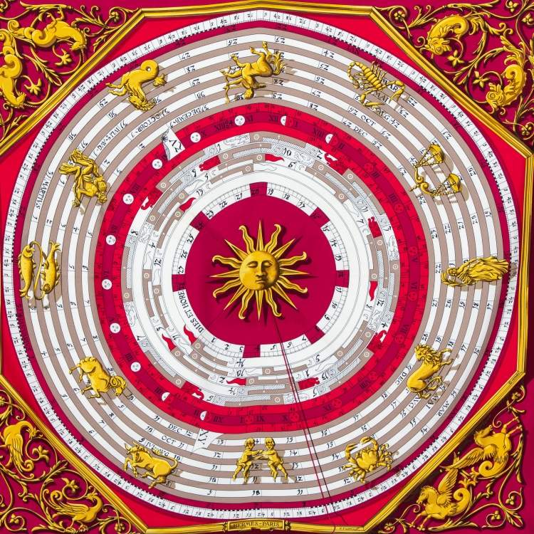 Pre Owned Hermes Pink & Red Dies et Hore Silk Square Scarf 