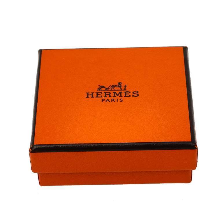 Pre Owned Hermès Gold Plated Grey Lacquer Eileen Earrings