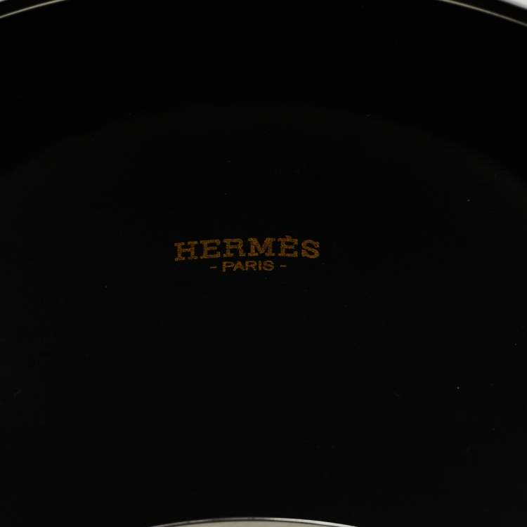 Pre Owned Hermès Bicolor Collier De Chien Print Enamel Mega Wide Bracelet