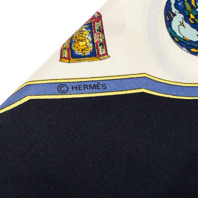 Pre Owned Hermes Black Perfume Bottle Printed Square Silk Scarf