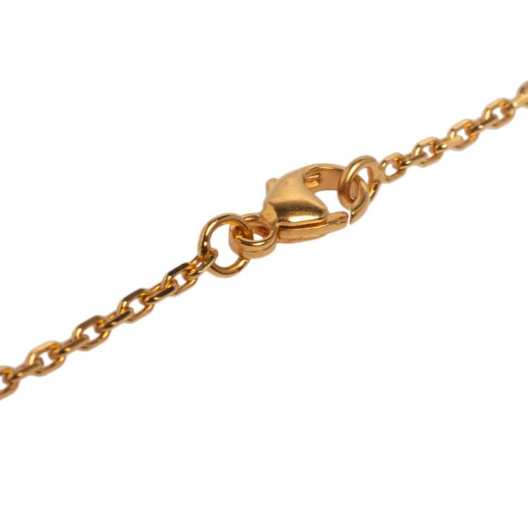 Pre Owned Hermes Red Lacquer Gold Plated Pop H Pendant Necklace