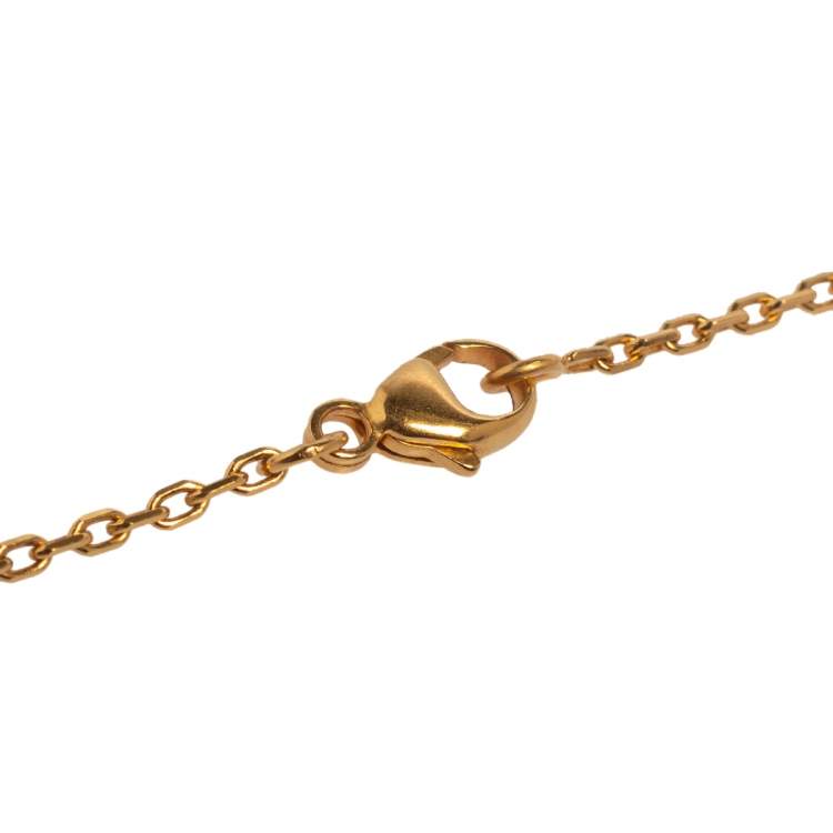Pre Owned Hermes Red Lacquer Gold Plated Pop H Pendant Necklace