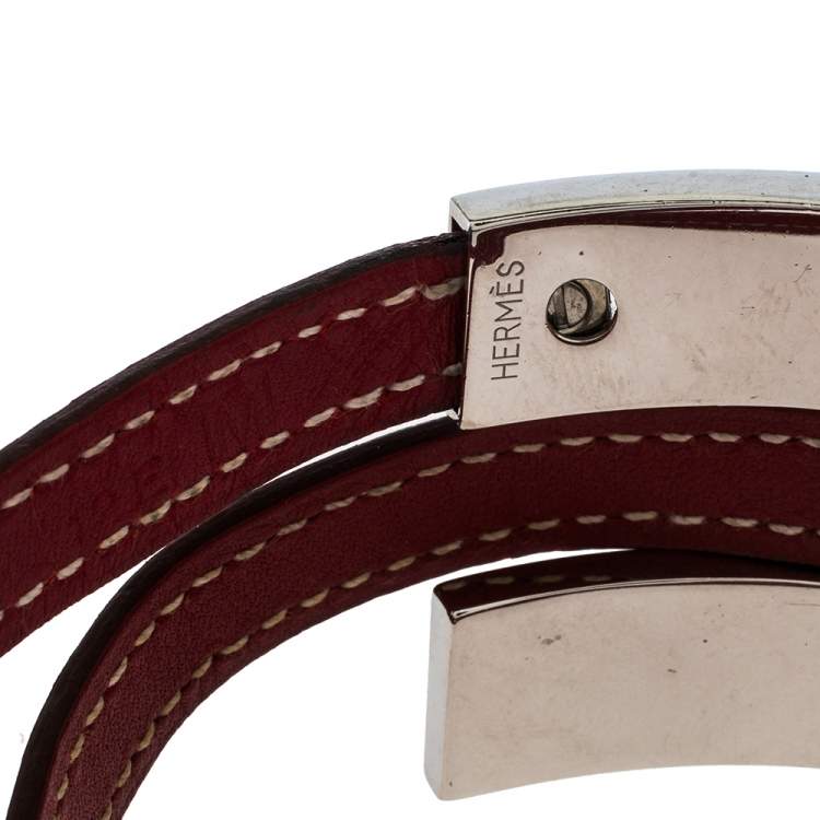 Pre Owned Hermès Rouge Garance Chamonix Leather Pousse Pousse Bracelet