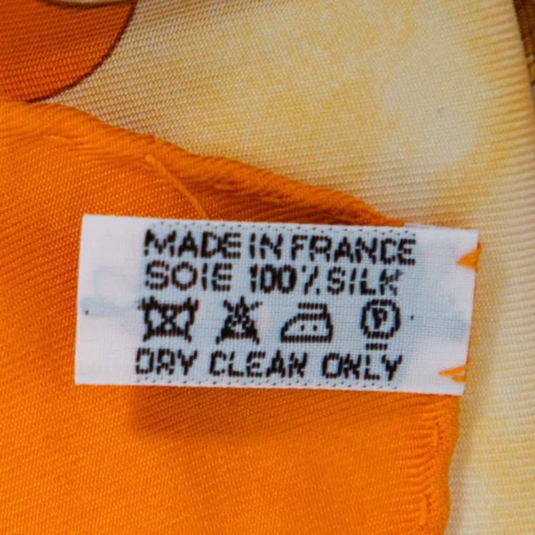 Pre Owned Hermes Orange Paris Les Triples Silk Scarf  